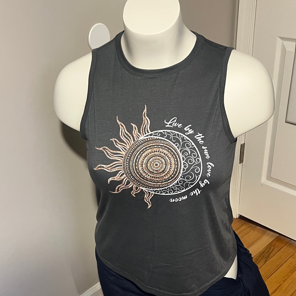 Charcoal Graphic Sun & Moon Tank Top